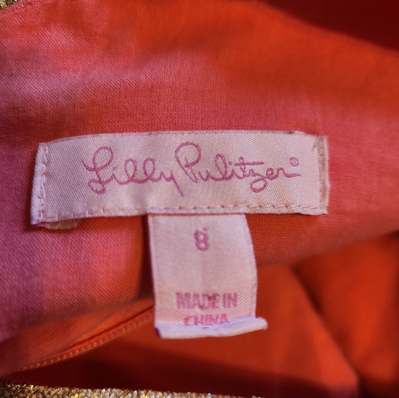 Lilly Pulitzer Pink Midi Dress with Gold Accents - Picture 3 of 9